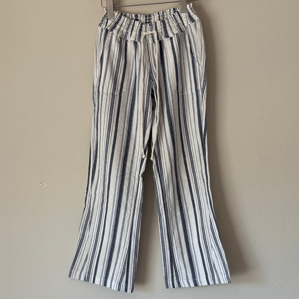 Roxy Kids Striped Pants in Navy and White